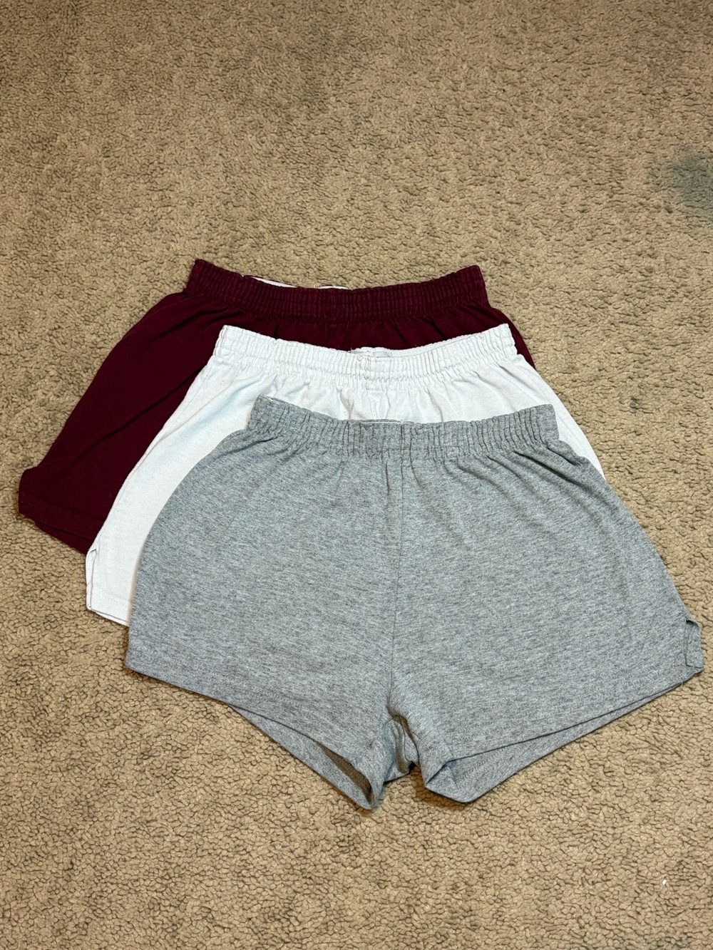 Soffe Shorts Trio Set - Gray, White & Burgundy